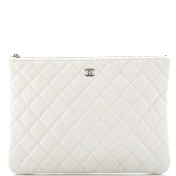 Chanel O Case Clutch Quilted Caviar Medium