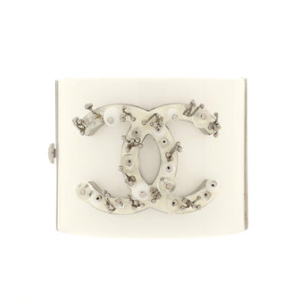 Chanel CC Cuff Bracelet Resin and Metal with Beads