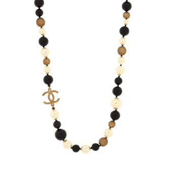 Chanel CC Choker Necklace Metal with Faux Pearls and Beads