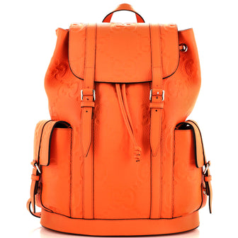 Gucci Double Pocket Belt Backpack Jumbo GG Embossed Leather Large