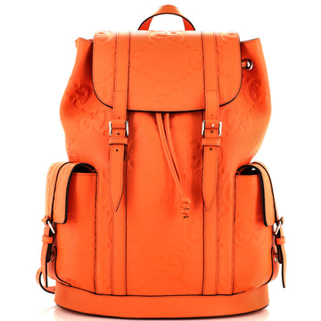 Gucci Double Pocket Belt Backpack Jumbo GG Embossed Leather Large