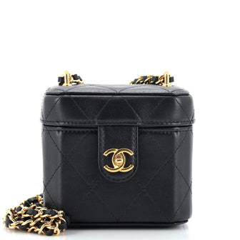 Chanel black lambskin vanity case gold hardware