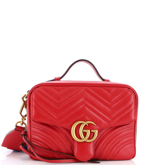 Gucci GG Marmont Zip Around Camera Bag Matelasse Leather Small