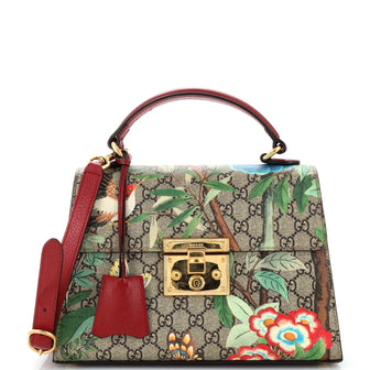 Gucci Padlock Top Handle Bag Tian Print GG Coated Canvas Small