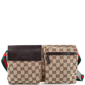 Gucci Vintage Double Belt Bag GG Canvas