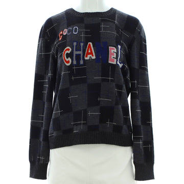 Chanel Women's Logo Plaid Print Button Up Sweater Cashmere Blend