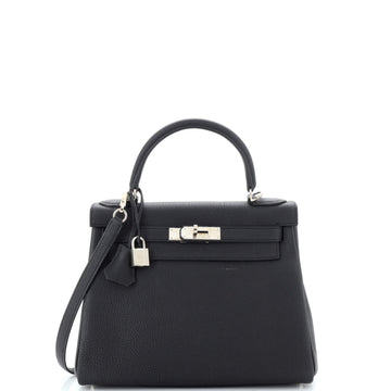 Hermes Kelly Handbag Black Togo with Palladium Hardware 28