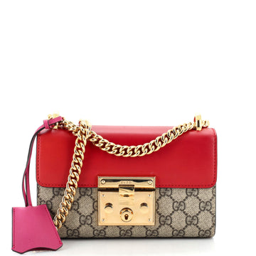 Gucci Padlock Shoulder Bag GG Coated Canvas and Leather Small
