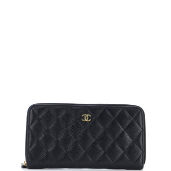 Chanel Zip Around Wallet Quilted Caviar Long