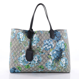 Gucci Reversible Tote Blooms GG Print Leather Medium blue 2505001