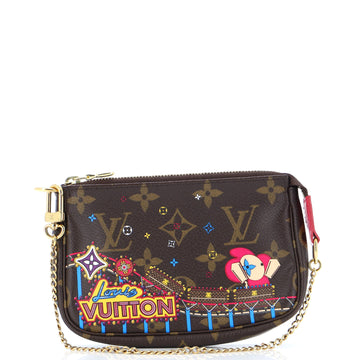 Louis Vuitton Pochette Accessoires Limited Edition Vivienne Xmas Monogram Canvas Mini