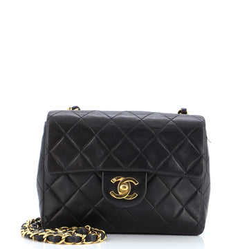 Chanel Vintage Square Classic Single Flap Bag Quilted Lambskin Mini