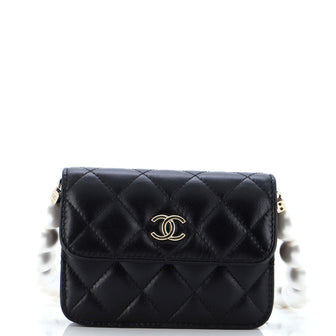 Chanel Pearl Strap CC Wallet on Chain Quilted Calfskin Mini
