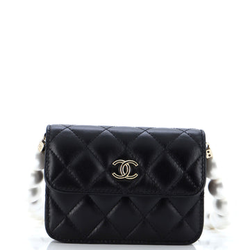 Chanel Pearl Strap CC Wallet on Chain Quilted Calfskin Mini
