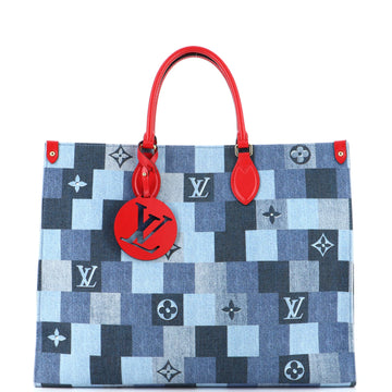 Louis Vuitton OnTheGo Tote Damier and Monogram Patchwork Denim GM