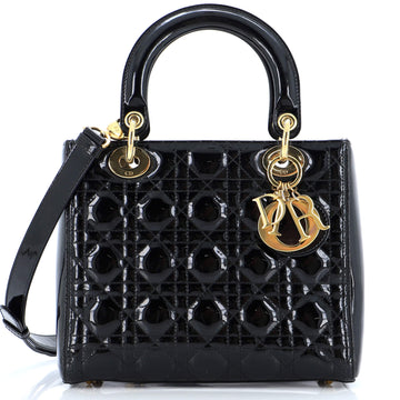 Christian Dior Lady Dior Bag Cannage Quilt Patent Medium
