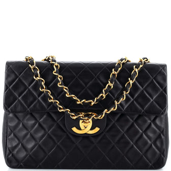 Chanel Vintage Classic Single Flap Bag Quilted Lambskin Maxi