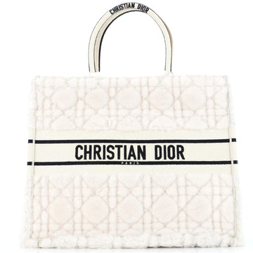Christian Dior Book Tote Cannage Quilt Shearling Large
