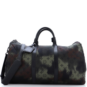 Louis Vuitton Keepall Bandouliere Bag Limited Edition Camouflage Monogram Nylon 50