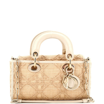 Christian Dior Lady D-Joy Bag Cannage Embroidered Raffia with Leather Medium