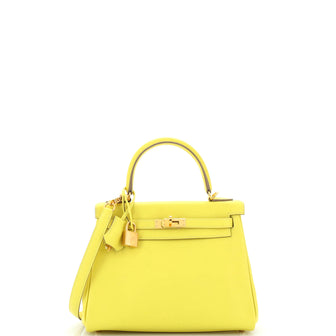 Hermes Kelly Handbag Yellow Swift with Gold Hardware 25