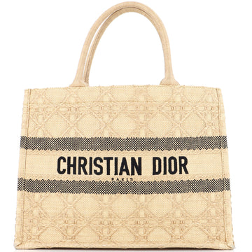 Christian Dior Book Tote Cannage Embroidered Raffia Medium