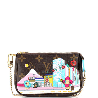 Louis Vuitton Pochette Accessoires Limited Edition Vivienne Xmas Monogram Canvas Mini