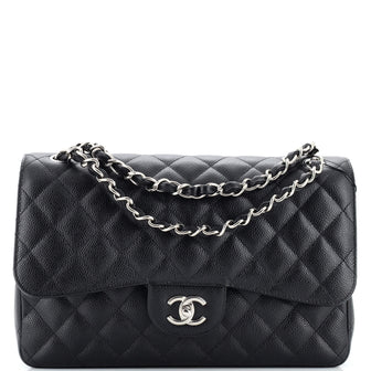 Chanel Classic Double Flap Bag Quilted Caviar Jumbo