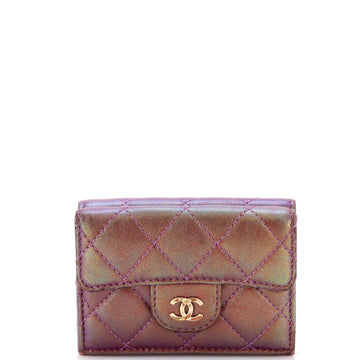 Chanel Classic Trifold Flap Wallet Quilted Iridescent Lambskin Small