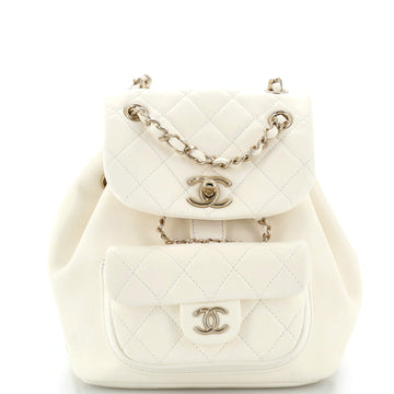Chanel Duma Drawstring Backpack Quilted Shiny Aged Calfskin Small
