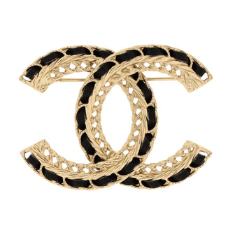 Chanel Woven Chain CC Brooch Metal and Leather