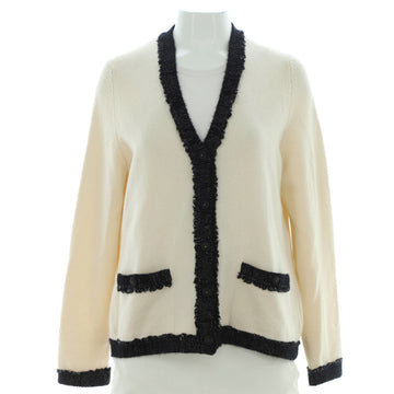 Chanel Women's Bicolor Two Pocket V-Neck Cardigan Cashmere and Silk Blend