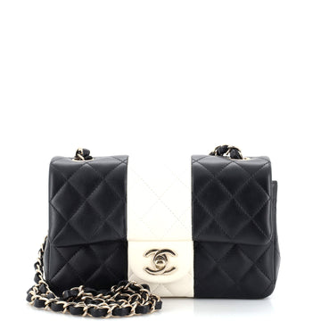 Chanel Bicolor Classic Single Flap Bag Quilted Lambskin Mini