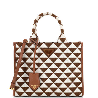 Prada Symbole Shopper Tote Jacquard Small