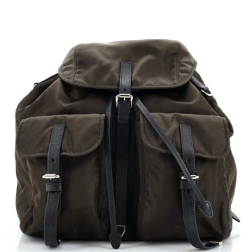 Prada Vela Double Front Pocket Backpack Tessuto with Saffiano Leather Medium