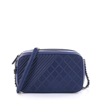 Chanel Coco Boy Camera Bag Quilted Leather Large Blue 2507901