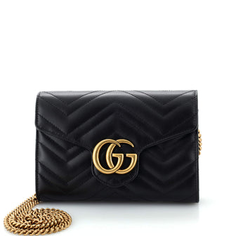 Gucci GG Marmont Chain Wallet Matelasse Leather Mini