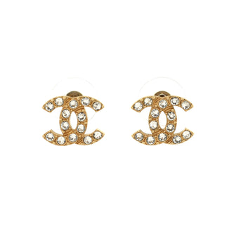Chanel CC Stud Earrings Metal with Crystals
