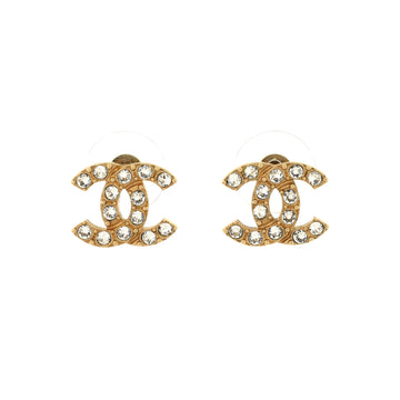 Chanel CC Stud Earrings Metal with Crystals