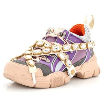 Gucci Flashtrek Sneakers Fabric and Leather with Crystals