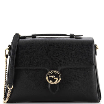 Gucci Interlocking Top Handle Bag Leather Medium