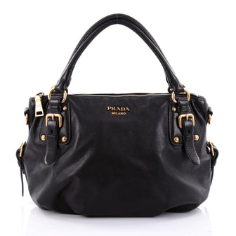 Prada Convertible Belted Satchel Soft Calfskin Medium Black 2509401