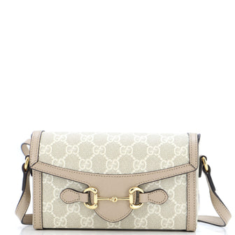 Gucci Horsebit 1955 Flap Crossbody Bag GG Coated Canvas Mini