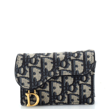 Christian Dior Saddle Card Case Oblique Canvas