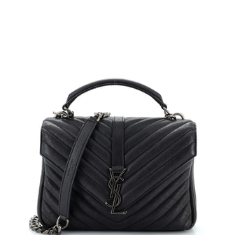 Saint Laurent Classic Monogram College Bag Matelasse Chevron Leather Medium