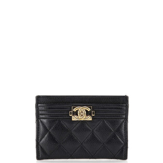 Chanel Boy Card Holder Quilted Caviar