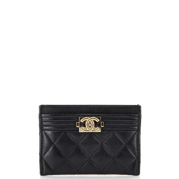 Chanel Boy Card Holder Quilted Caviar