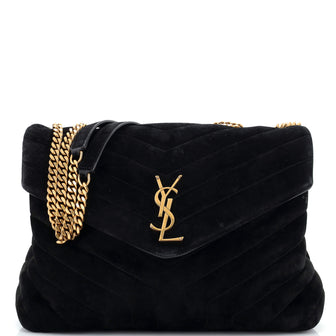 Saint Laurent Loulou Shoulder Bag Matelasse Chevron Suede Medium