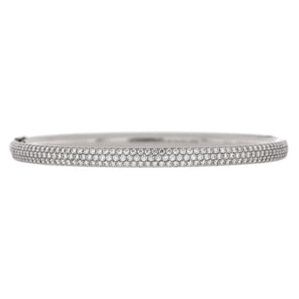 Tiffany & Co. Metro 3 Row Hinged Bangle Bracelet 18K White Gold with Diamonds