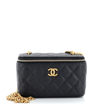 Chanel Sweet Heart Vanity Case with Chain Quilted Caviar Small